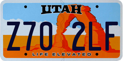 UT license plate Z702LF