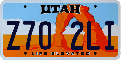 UT license plate Z702LI