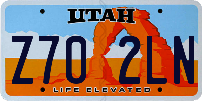 UT license plate Z702LN