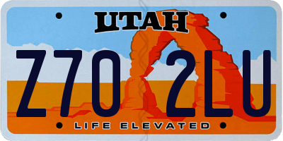 UT license plate Z702LU