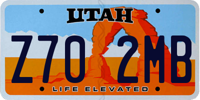 UT license plate Z702MB