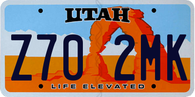 UT license plate Z702MK