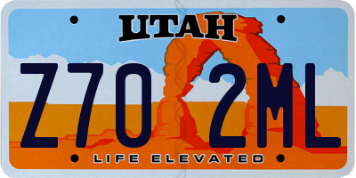 UT license plate Z702ML