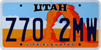 UT license plate Z702MW
