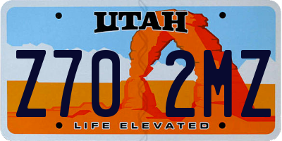 UT license plate Z702MZ