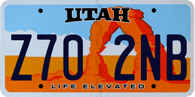 UT license plate Z702NB