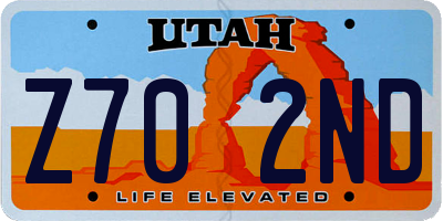 UT license plate Z702ND