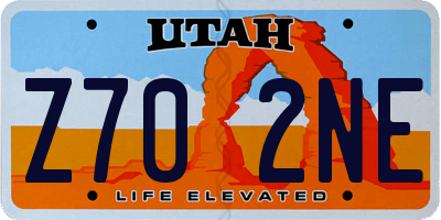 UT license plate Z702NE