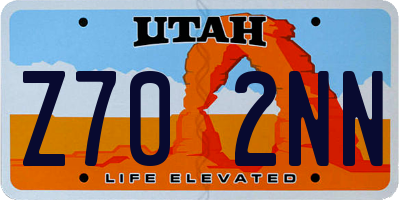 UT license plate Z702NN