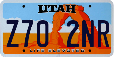 UT license plate Z702NR