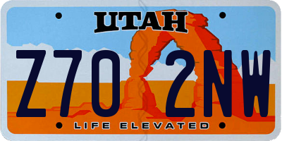 UT license plate Z702NW