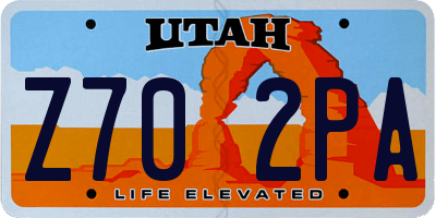 UT license plate Z702PA