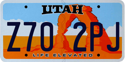 UT license plate Z702PJ
