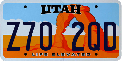 UT license plate Z702QD