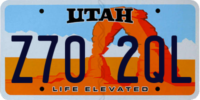 UT license plate Z702QL