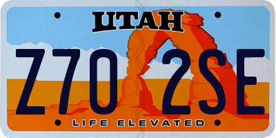 UT license plate Z702SE