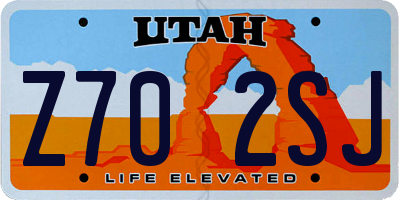 UT license plate Z702SJ