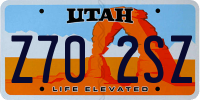 UT license plate Z702SZ