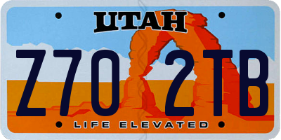 UT license plate Z702TB