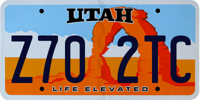 UT license plate Z702TC