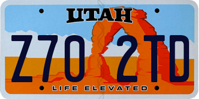 UT license plate Z702TD