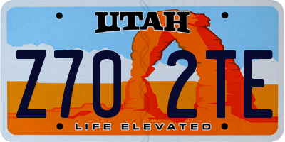 UT license plate Z702TE