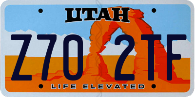 UT license plate Z702TF