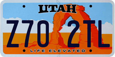 UT license plate Z702TL