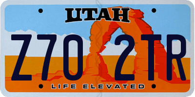 UT license plate Z702TR