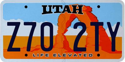 UT license plate Z702TY