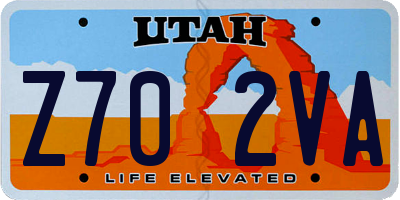 UT license plate Z702VA