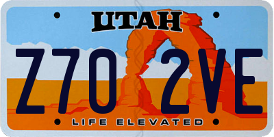 UT license plate Z702VE