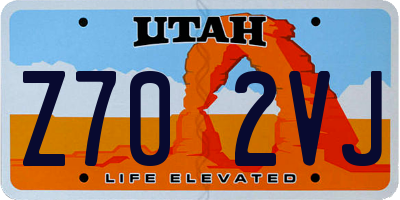 UT license plate Z702VJ