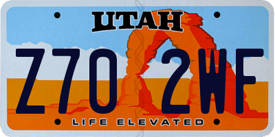 UT license plate Z702WF