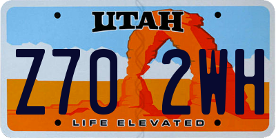 UT license plate Z702WH