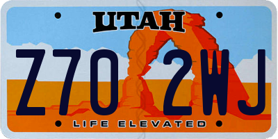 UT license plate Z702WJ