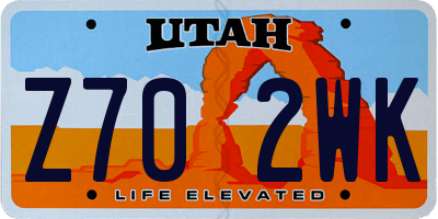 UT license plate Z702WK