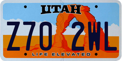 UT license plate Z702WL