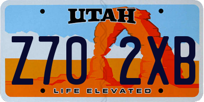UT license plate Z702XB