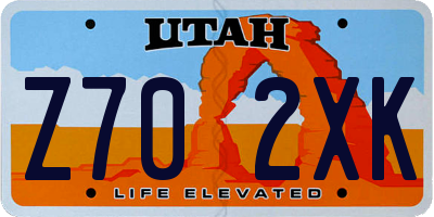 UT license plate Z702XK
