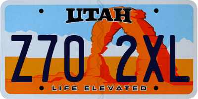 UT license plate Z702XL