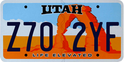 UT license plate Z702YF