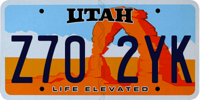 UT license plate Z702YK