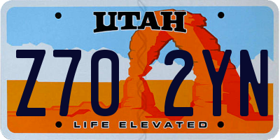 UT license plate Z702YN