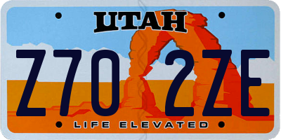 UT license plate Z702ZE
