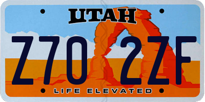 UT license plate Z702ZF