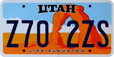 UT license plate Z702ZS