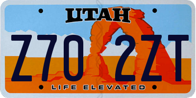 UT license plate Z702ZT