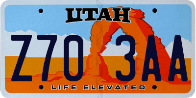 UT license plate Z703AA