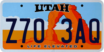 UT license plate Z703AQ